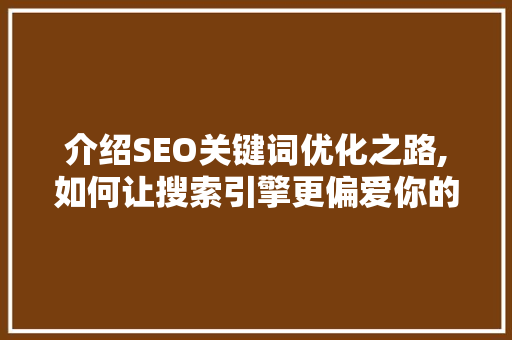 介绍SEO关键词优化之路,如何让搜索引擎更偏爱你的网站