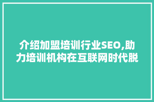 介绍加盟培训行业SEO,助力培训机构在互联网时代脱颖而出