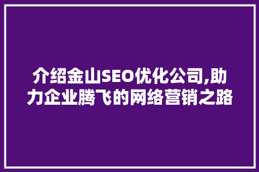 介绍金山SEO优化公司,助力企业腾飞的网络营销之路