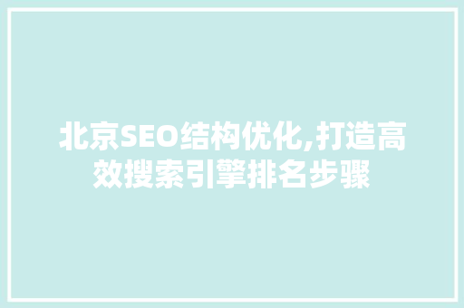 北京SEO结构优化,打造高效搜索引擎排名步骤