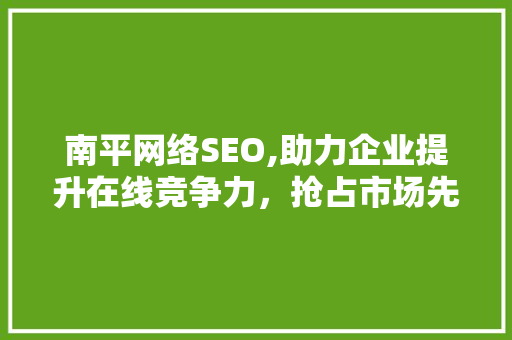 南平网络SEO,助力企业提升在线竞争力，抢占市场先机