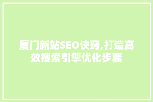 厦门新站SEO诀窍,打造高效搜索引擎优化步骤