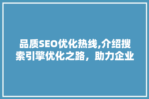 品质SEO优化热线,介绍搜索引擎优化之路，助力企业腾飞