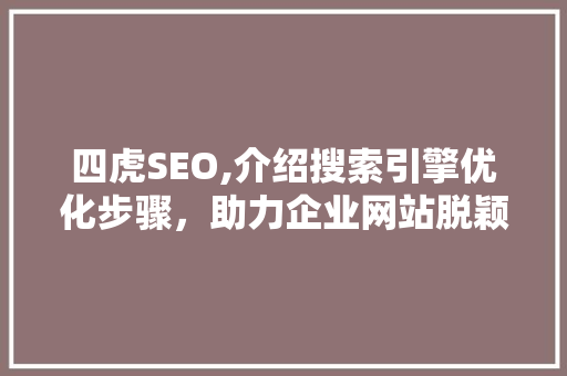 四虎SEO,介绍搜索引擎优化步骤，助力企业网站脱颖而出