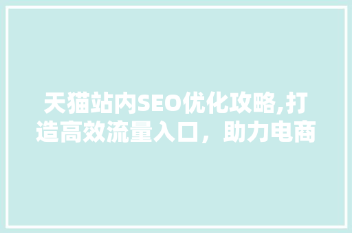 天猫站内SEO优化攻略,打造高效流量入口，助力电商店铺腾飞