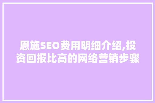 恩施SEO费用明细介绍,投资回报比高的网络营销步骤