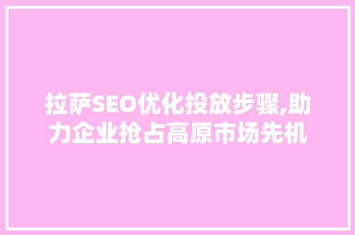 拉萨SEO优化投放步骤,助力企业抢占高原市场先机