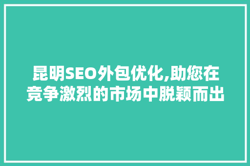 昆明SEO外包优化,助您在竞争激烈的市场中脱颖而出