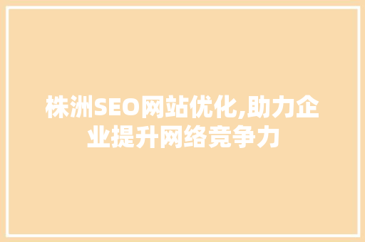 株洲SEO网站优化,助力企业提升网络竞争力