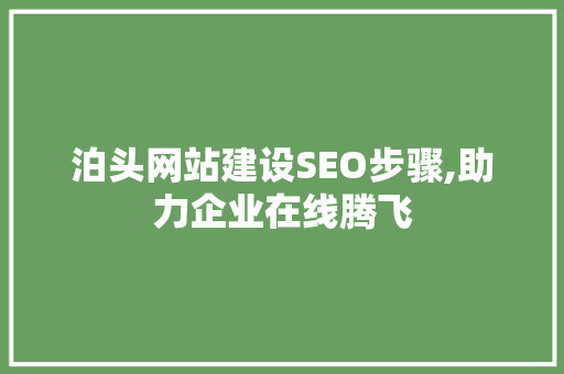 泊头网站建设SEO步骤,助力企业在线腾飞