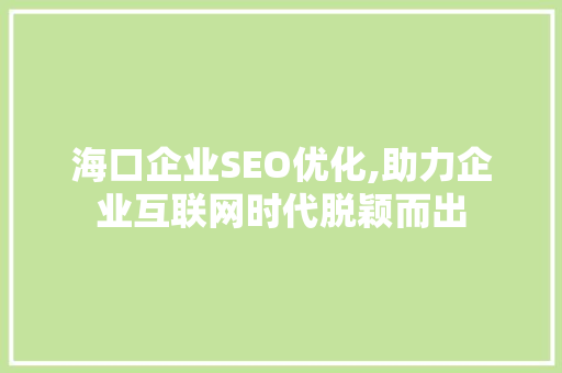 海口企业SEO优化,助力企业互联网时代脱颖而出