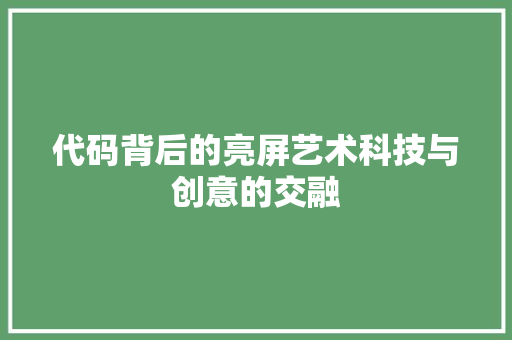 代码背后的亮屏艺术科技与创意的交融