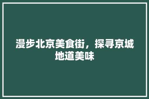 漫步北京美食街，探寻京城地道美味