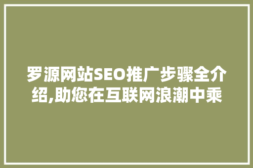 罗源网站SEO推广步骤全介绍,助您在互联网浪潮中乘风破浪