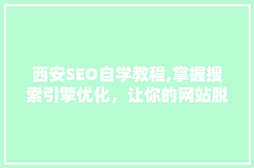 西安SEO自学教程,掌握搜索引擎优化，让你的网站脱颖而出