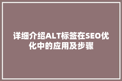 详细介绍ALT标签在SEO优化中的应用及步骤