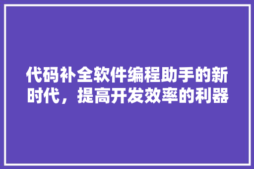 代码补全软件编程助手的新时代，提高开发效率的利器