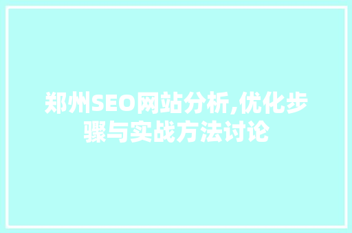 郑州SEO网站分析,优化步骤与实战方法讨论