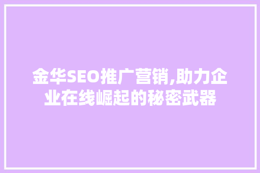 金华SEO推广营销,助力企业在线崛起的秘密武器