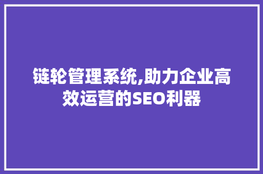 链轮管理系统,助力企业高效运营的SEO利器
