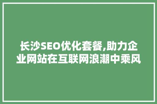 长沙SEO优化套餐,助力企业网站在互联网浪潮中乘风破浪