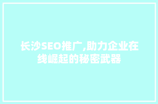 长沙SEO推广,助力企业在线崛起的秘密武器
