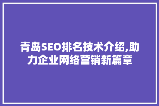 青岛SEO排名技术介绍,助力企业网络营销新篇章