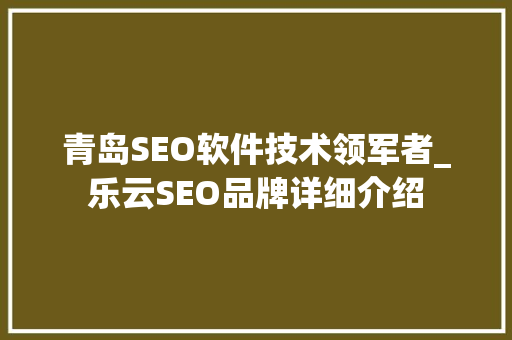 青岛SEO软件技术领军者_乐云SEO品牌详细介绍