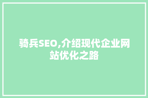 骑兵SEO,介绍现代企业网站优化之路