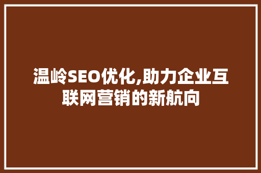 温岭SEO优化,助力企业互联网营销的新航向