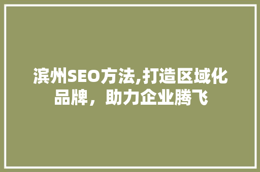 滨州SEO方法,打造区域化品牌，助力企业腾飞