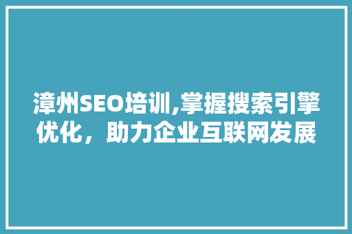 漳州SEO培训,掌握搜索引擎优化，助力企业互联网发展