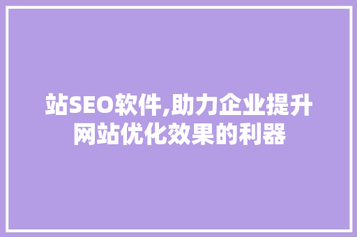 站SEO软件,助力企业提升网站优化效果的利器