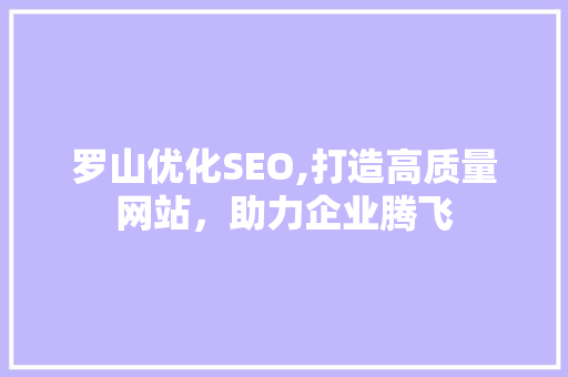 罗山优化SEO,打造高质量网站，助力企业腾飞