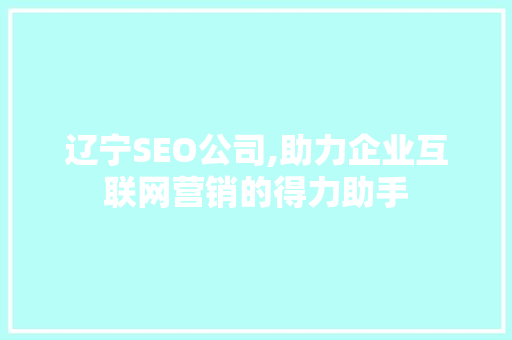 辽宁SEO公司,助力企业互联网营销的得力助手