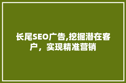 长尾SEO广告,挖掘潜在客户，实现精准营销