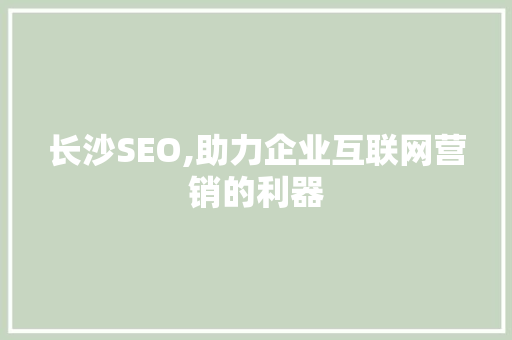 长沙SEO,助力企业互联网营销的利器