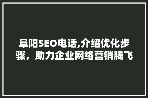 阜阳SEO电话,介绍优化步骤，助力企业网络营销腾飞
