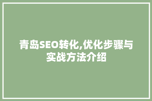 青岛SEO转化,优化步骤与实战方法介绍