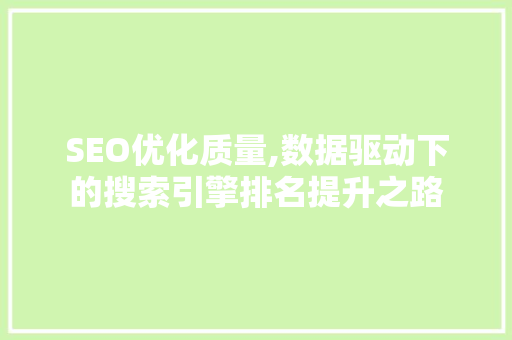 SEO优化质量,数据驱动下的搜索引擎排名提升之路