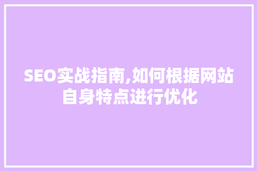 SEO实战指南,如何根据网站自身特点进行优化