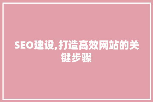 SEO建设,打造高效网站的关键步骤