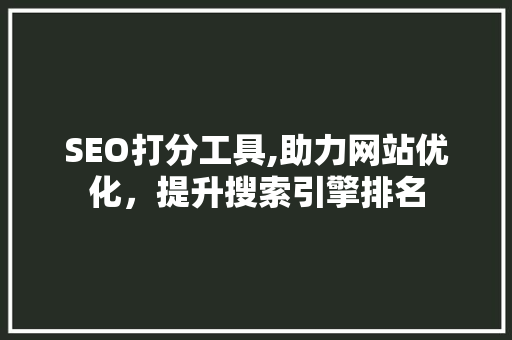 SEO打分工具,助力网站优化，提升搜索引擎排名