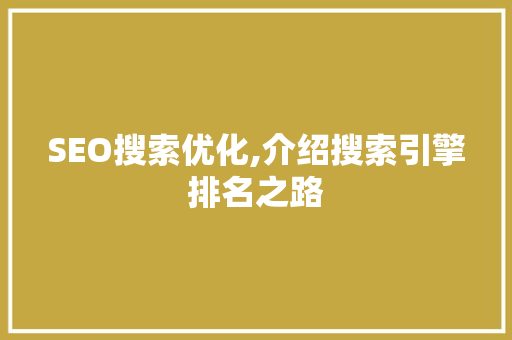 SEO搜索优化,介绍搜索引擎排名之路