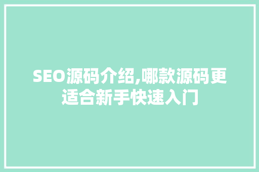 SEO源码介绍,哪款源码更适合新手快速入门