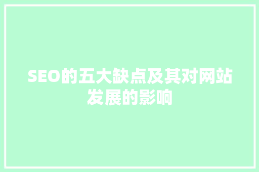 SEO的五大缺点及其对网站发展的影响