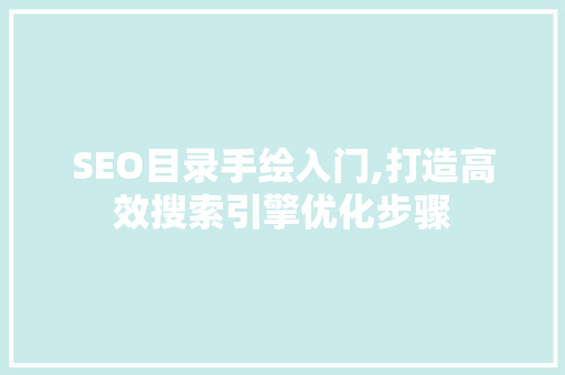 SEO目录手绘入门,打造高效搜索引擎优化步骤