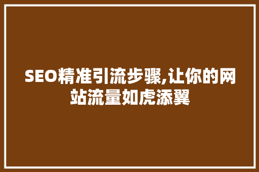 SEO精准引流步骤,让你的网站流量如虎添翼