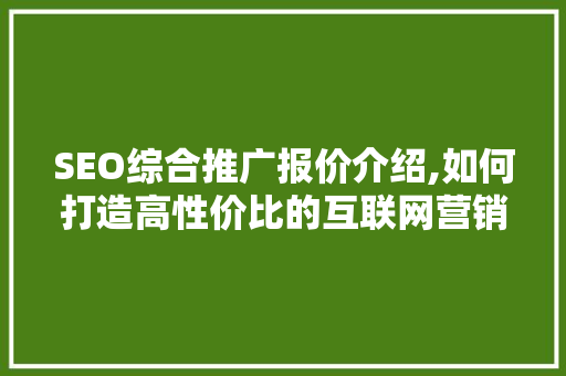SEO综合推广报价介绍,如何打造高性价比的互联网营销方法