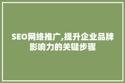 SEO网络推广,提升企业品牌影响力的关键步骤